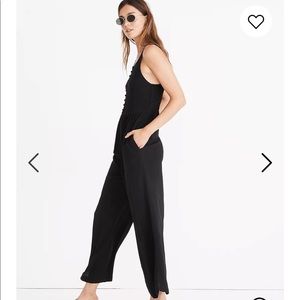Madewell Smocked Button Front Cropped Jumpsuit